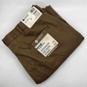 Haggar Dress Pants Mens 36x30 Premium No Iron Khaki Brown Pleated Classic NEW